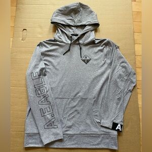 American Eagle Gray Striped Hoodie
